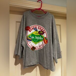 Zara sticker print text cropped T-shirt